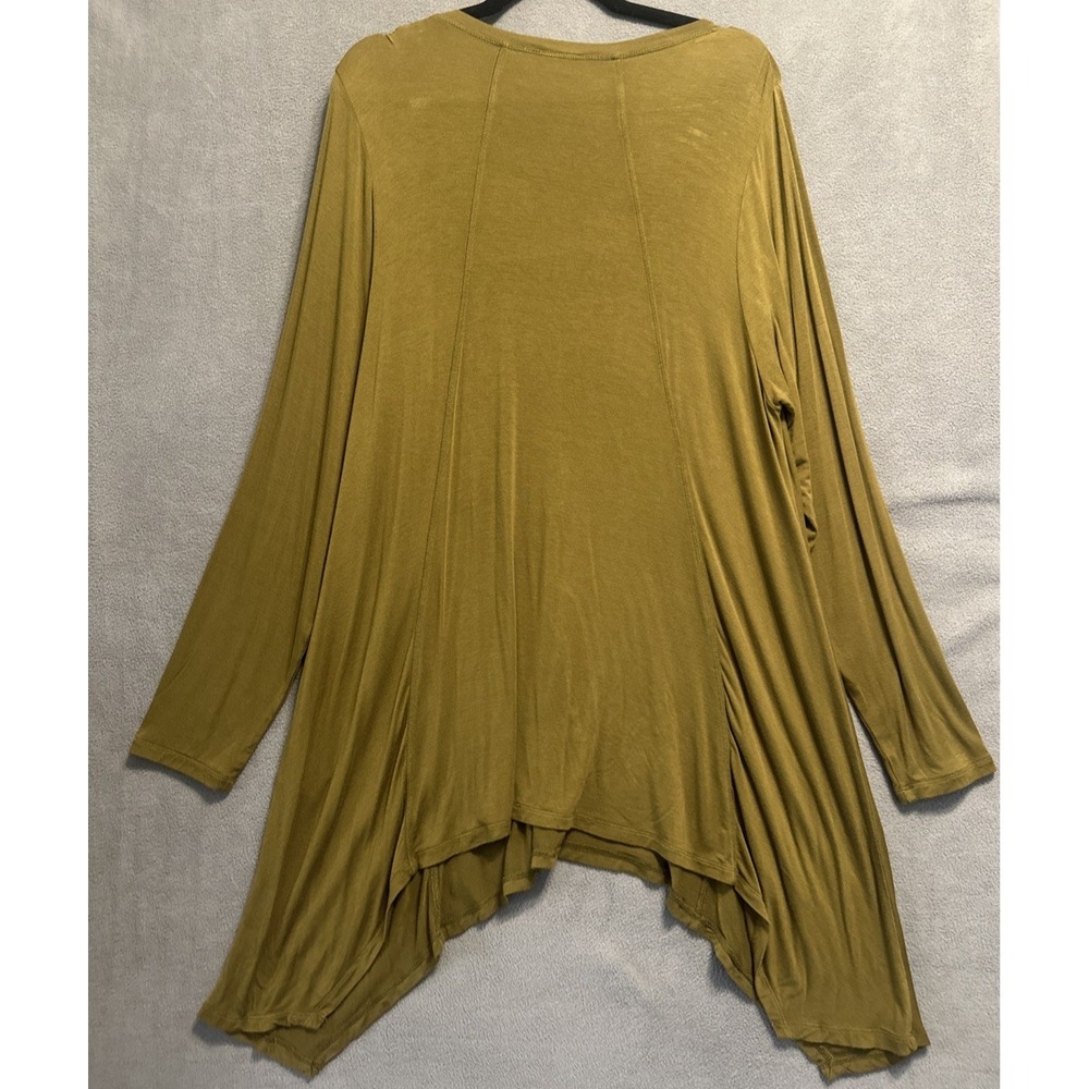 LOGO Lori Goldstein Tunic Top Size XL Olive Green Asymmetric Hem Lagenlook - Picture 3 of 6